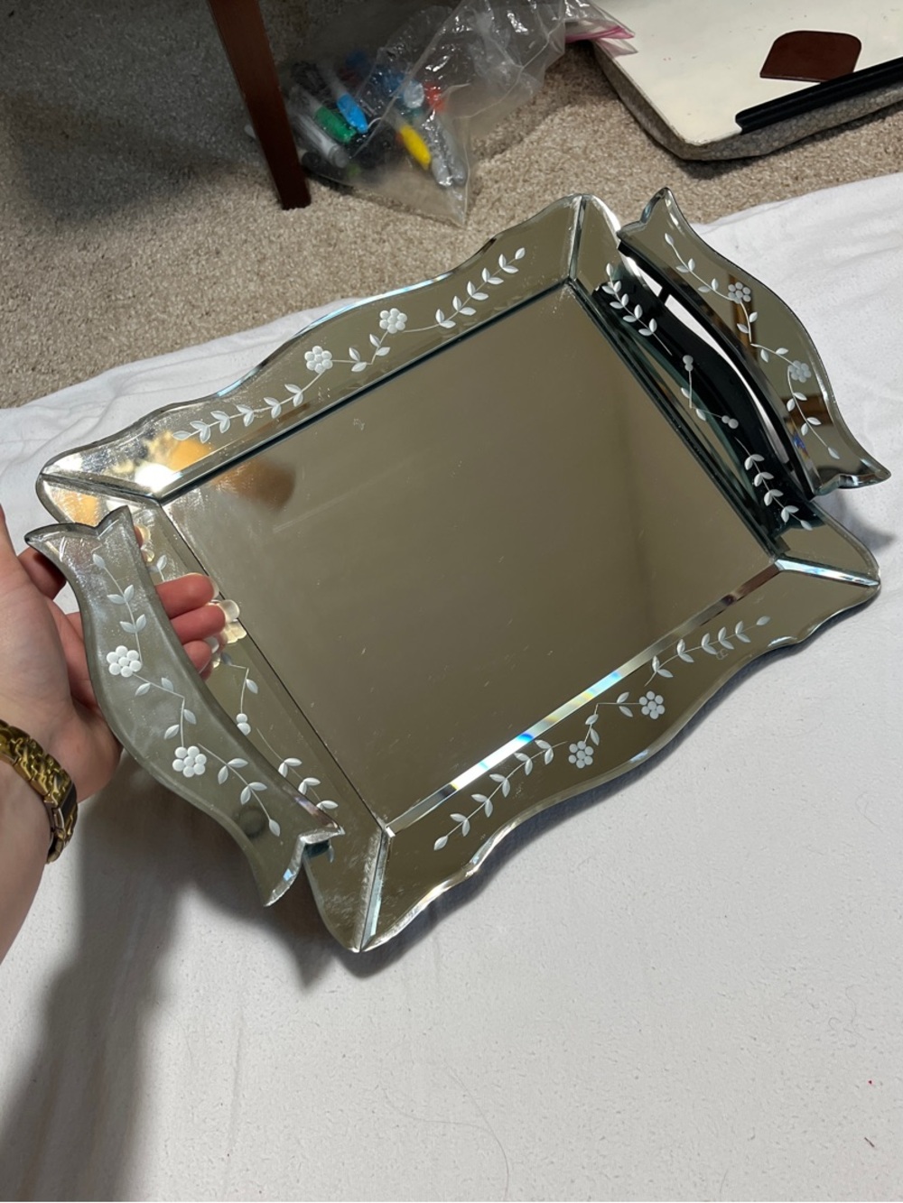 NWT Mirror Floral Tray